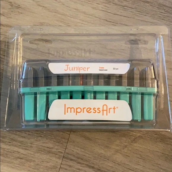 ImpressArt Juniper Uppercase Metal Stamps 3mm NIB with Stamp Block - Picture 6 of 7